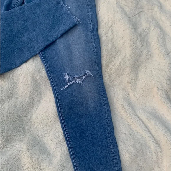 MOTHER Blue Skinny Jeans Distressed Detail - Picture 8 of 12